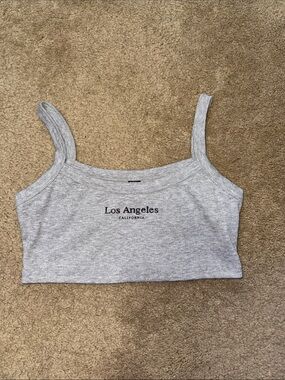 SHEIN Light Gray Ribbed Los Angeles Cropped Tank